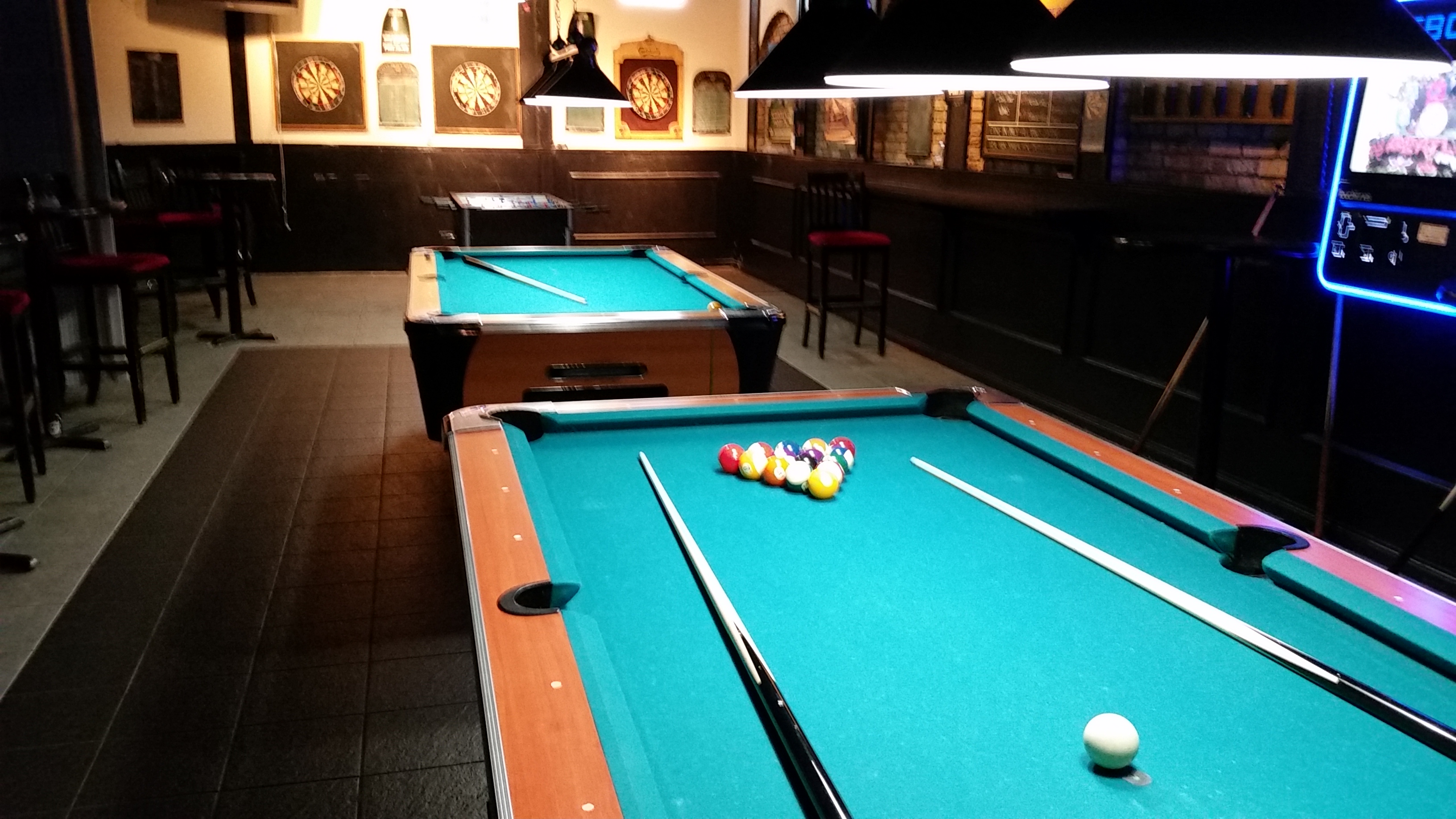 3 Monkeys Bar & Grill Pool Table and Jukebox area